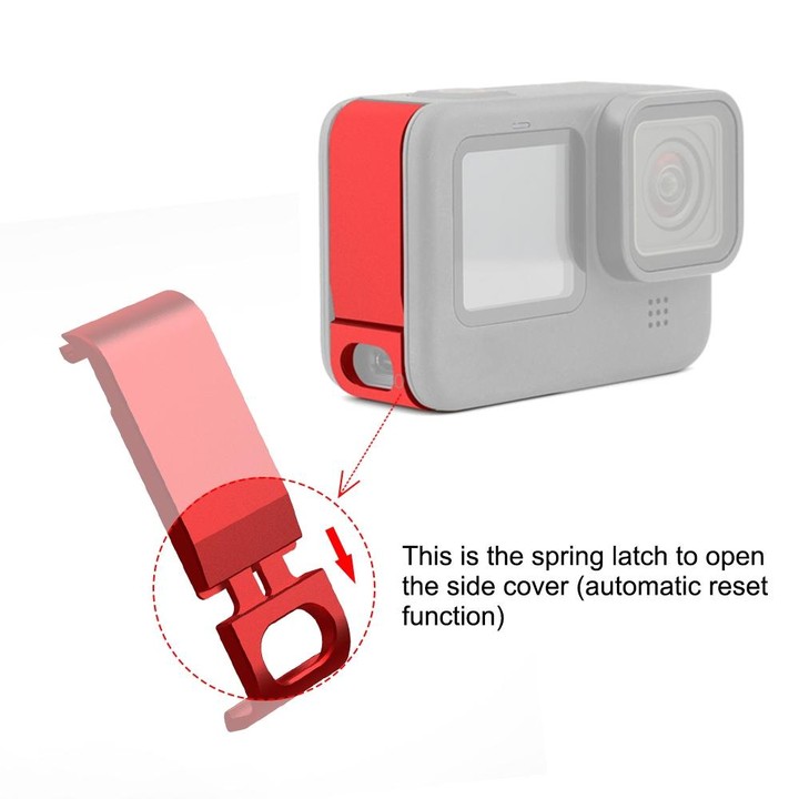 PULUZ Metal Battery Side Interface Cover for GoPro MISSION 1 / 1 PRO / HERO13 Black /12 Black /11 Black /10 Black /9 Black(Red)