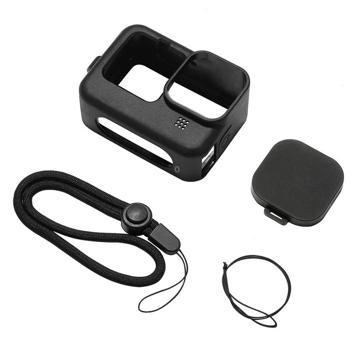 PULUZ for GoPro HERO12 Black /11 Black /10 Black /9 Black Silicone Protective Case Cover with Wrist Strap & Lens Cover(Black)