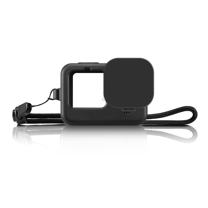 PULUZ for GoPro HERO12 Black /11 Black /10 Black /9 Black Silicone Protective Case Cover with Wrist Strap & Lens Cover(Black)