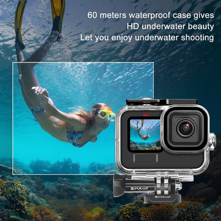 For GoPro HERO13 Black /12 Black /11 Black /10 Black /9 Black PULUZ 60m Waterproof Housing Protective Case with Buckle Basic Mou