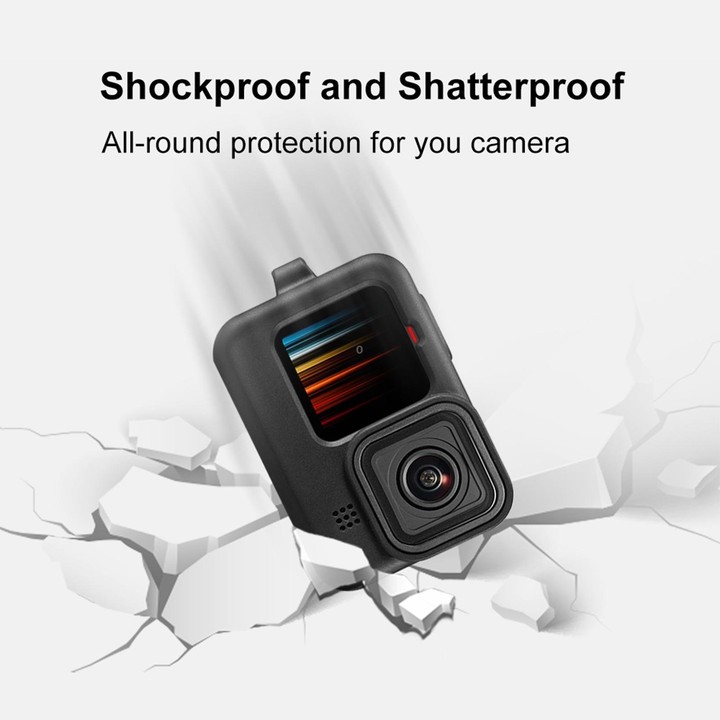PULUZ for GoPro HERO12 Black /11 Black /10 Black /9 Black Silicone Protective Case + POM Side Interface Cover with Wrist Strap &