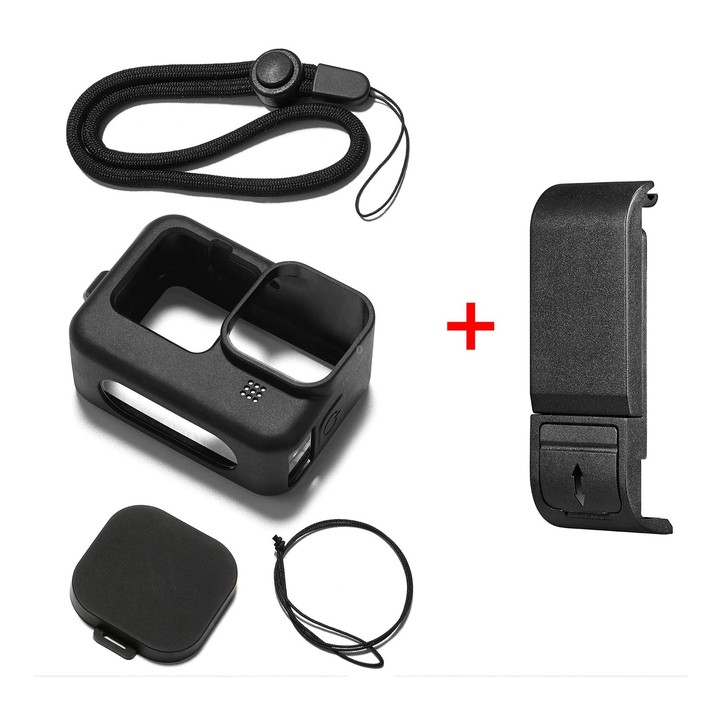 PULUZ for GoPro HERO12 Black /11 Black /10 Black /9 Black Silicone Protective Case + POM Side Interface Cover with Wrist Strap &