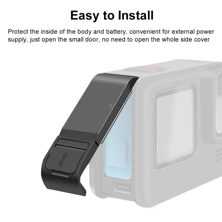 PULUZ POM Plastic Battery Side Interface Cover for GoPro MISSION 1 / 1 PRO / HERO13 Black /12 Black /11 Black /10 Black /9 Black