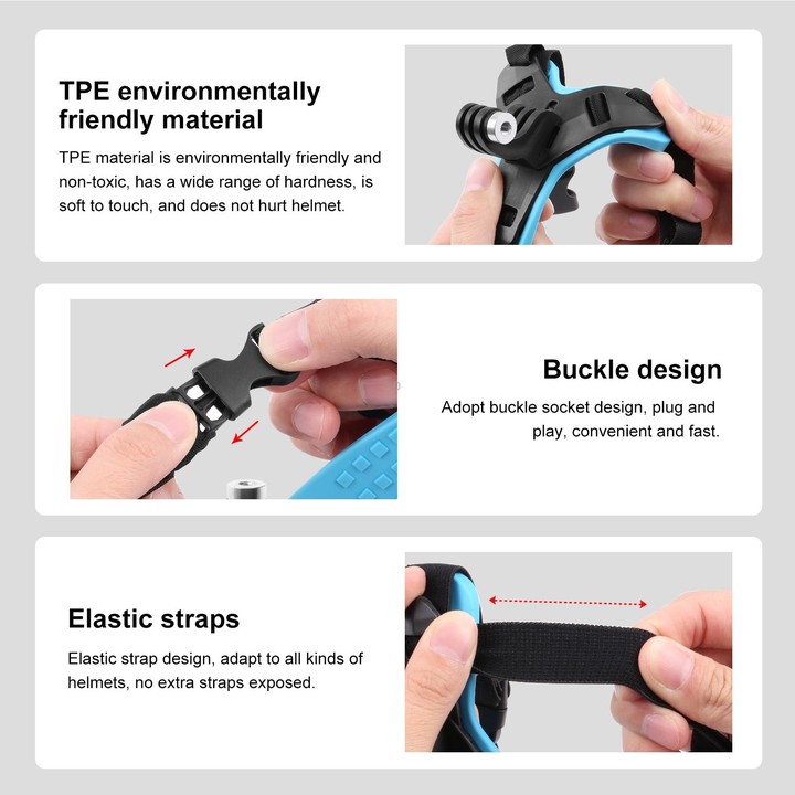PULUZ Motorcycle Helmet Chin Strap Mount for GoPro, DJI Osmo Action and Other Action Cameras(Blue)