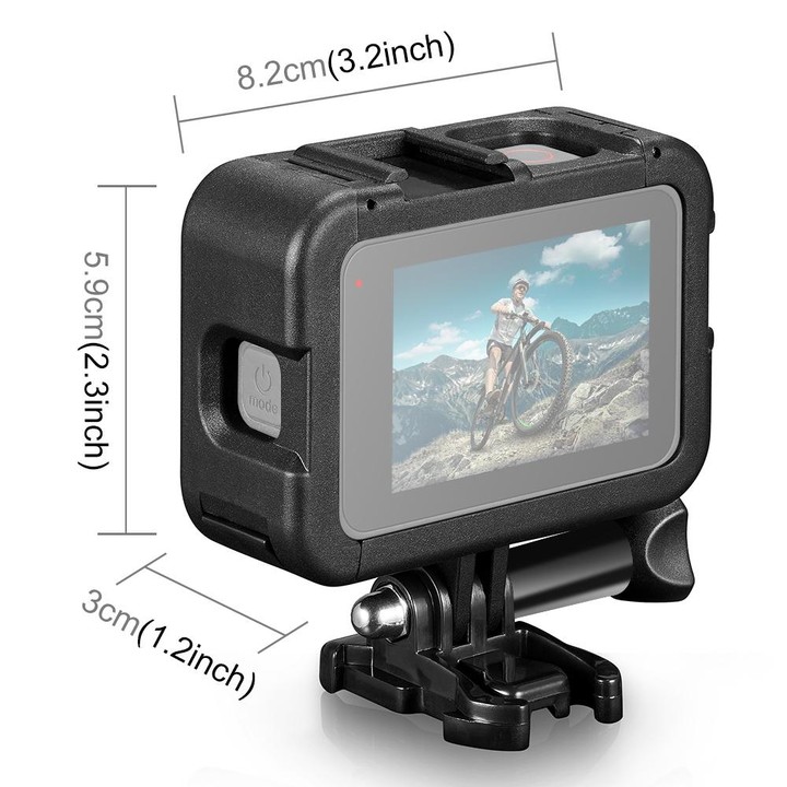 PULUZ Chargeable PA Frame Mount Cage with Cold Shoe Base Slot for GoPro HERO13 Black /12 Black /11 Black /11 Black Mini /10 Blac