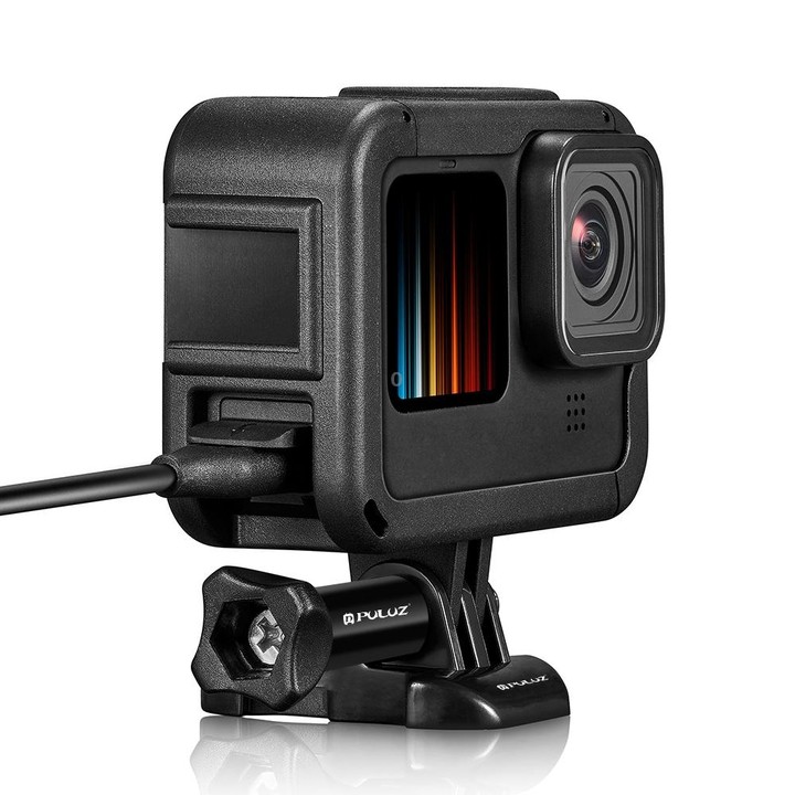 PULUZ Chargeable PA Frame Mount Cage with Cold Shoe Base Slot for GoPro HERO13 Black /12 Black /11 Black /11 Black Mini /10 Blac