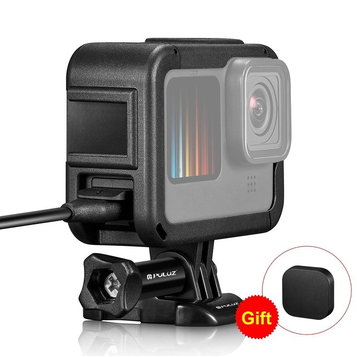 PULUZ Chargeable PA Frame Mount Cage with Cold Shoe Base Slot for GoPro HERO13 Black /12 Black /11 Black /11 Black Mini /10 Blac
