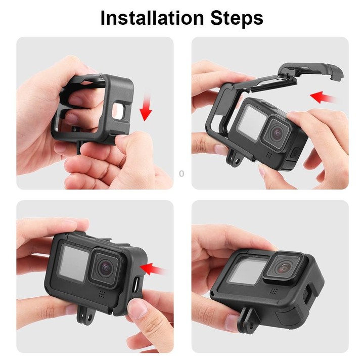 PULUZ Chargeable PA Frame Mount Cage with Cold Shoe Base Slot for GoPro HERO13 Black /12 Black /11 Black /11 Black Mini /10 Blac