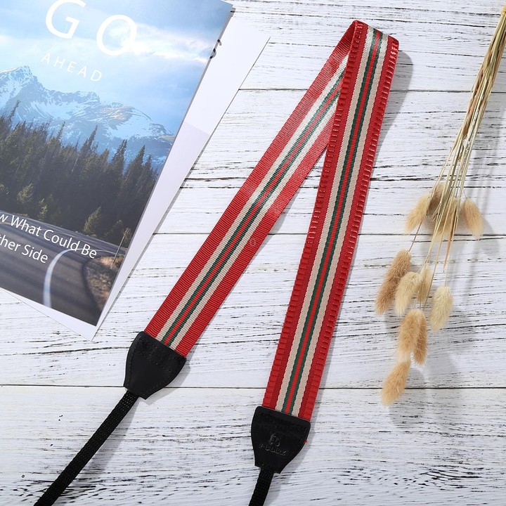 PULUZ Stripe Style Series Shoulder Neck Strap Camera Strap for SLR / DSLR Cameras(Dark Red)