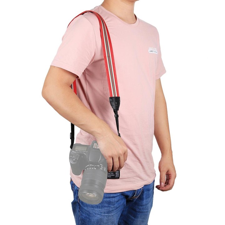 PULUZ Stripe Style Series Shoulder Neck Strap Camera Strap for SLR / DSLR Cameras(Dark Red)