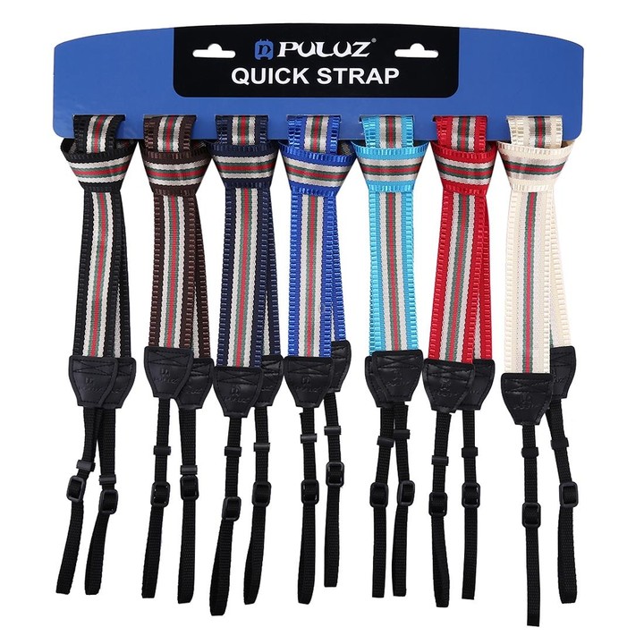 PULUZ Stripe Style Series Shoulder Neck Strap Camera Strap for SLR / DSLR Cameras(Dark Red)