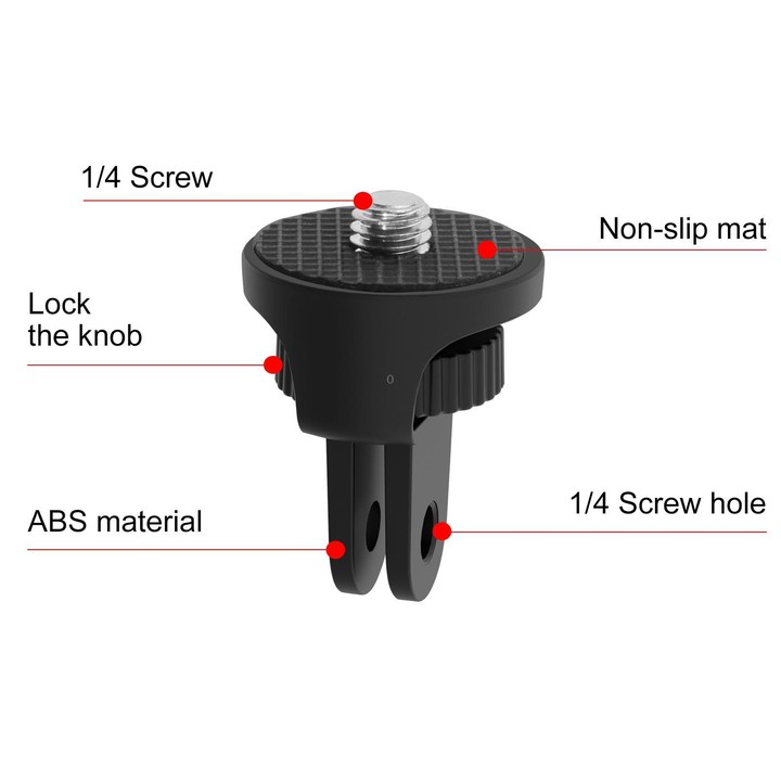 PULUZ 1/4 inch Screw Adjustable ABS Action Camera Tripod Adapter (Black)