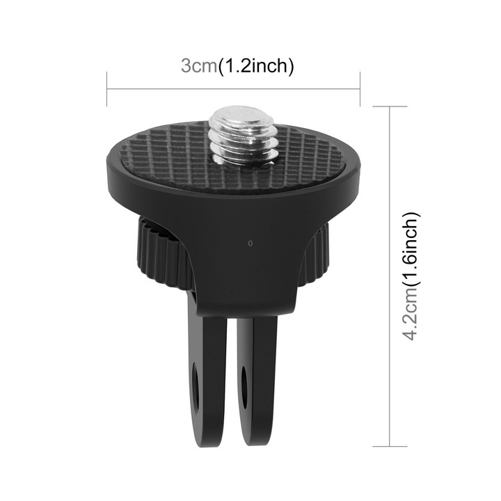PULUZ 1/4 inch Screw Adjustable ABS Action Camera Tripod Adapter (Black)