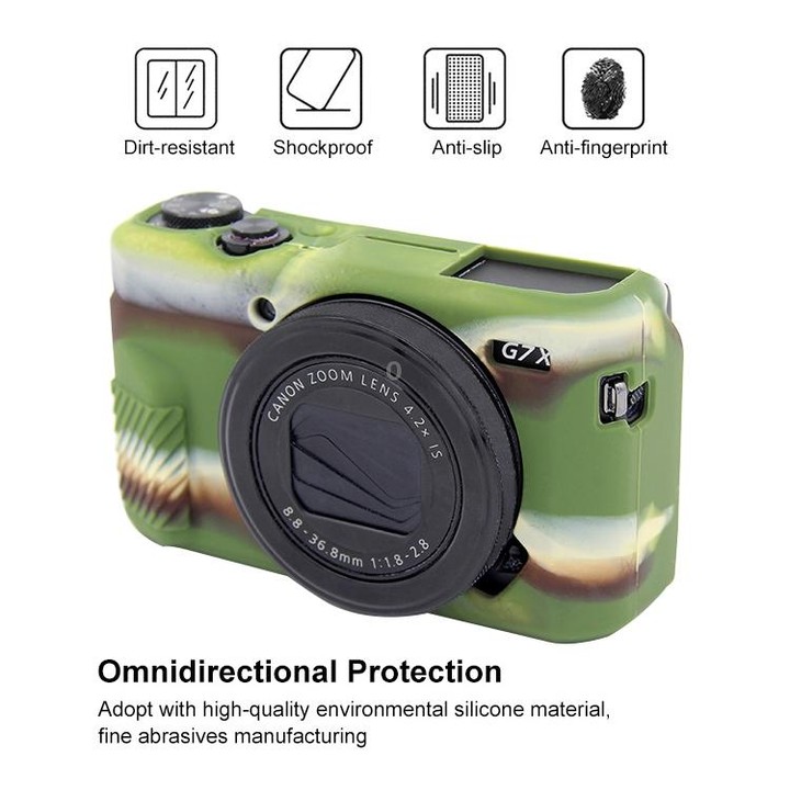 PULUZ Soft Silicone Protective Case for Canon EOS G7 X Mark II(Camouflage)