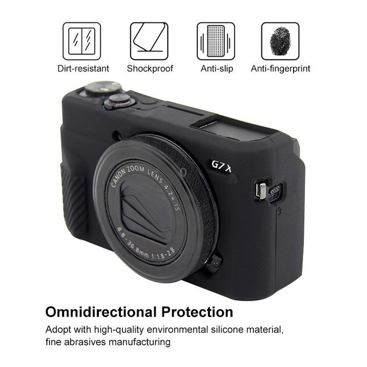 PULUZ Soft Silicone Protective Case for Canon EOS G7 X Mark II(Black)