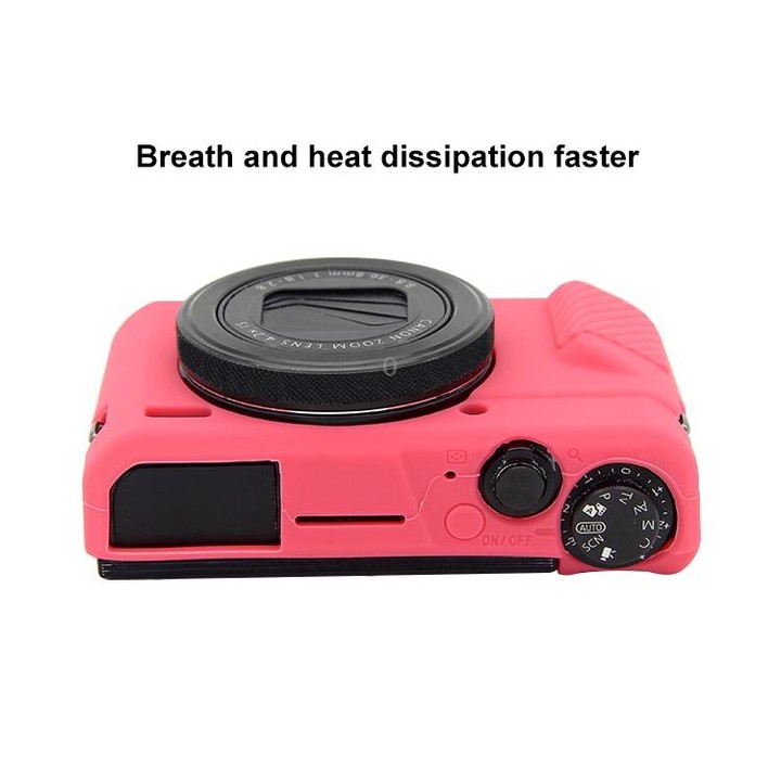 PULUZ Soft Silicone Protective Case for Canon EOS G7 X Mark II(Rose Red)