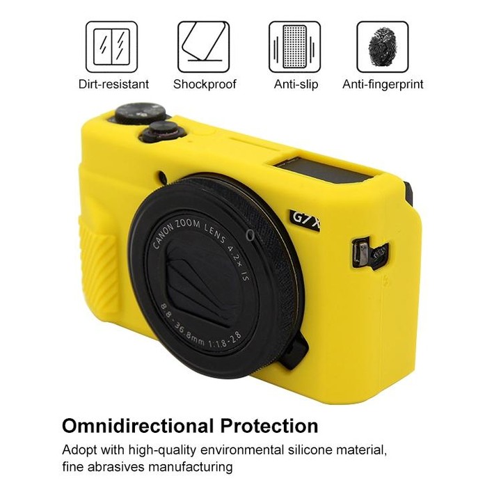 PULUZ Soft Silicone Protective Case for Canon EOS G7 X Mark II(Yellow)