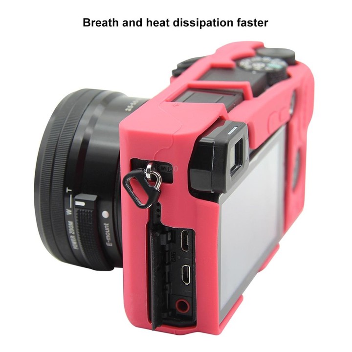 PULUZ Soft Silicone Protective Case for Sony ILCE-6300 / A6400(Rose Red)
