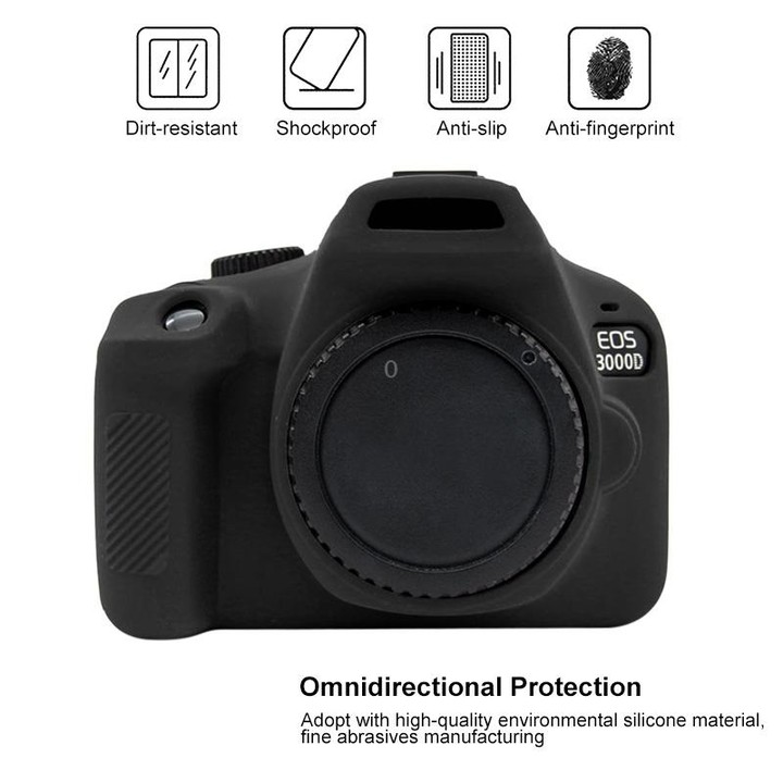 PULUZ Soft Silicone Protective Case for Canon EOS 3000D / 4000D(Black)