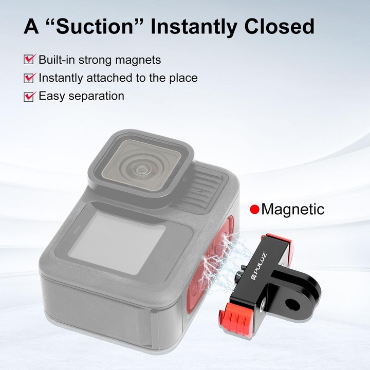 For GoPro MISSION 1 / 1 PRO / HERO13 Black PULUZ Magnetic Quick Release Base Mount (Black Red)
