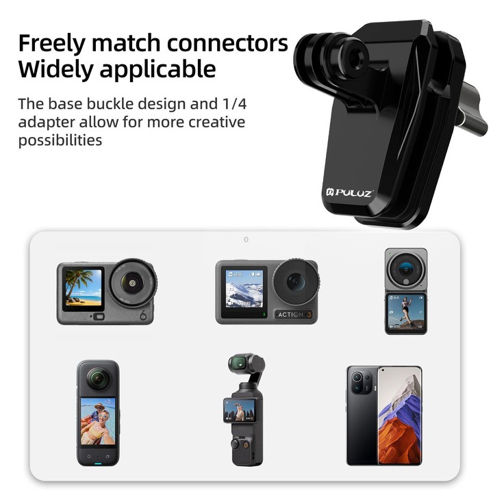 PULUZ Motorcycle Windshield Clip Bracket Camera Mount (Black)