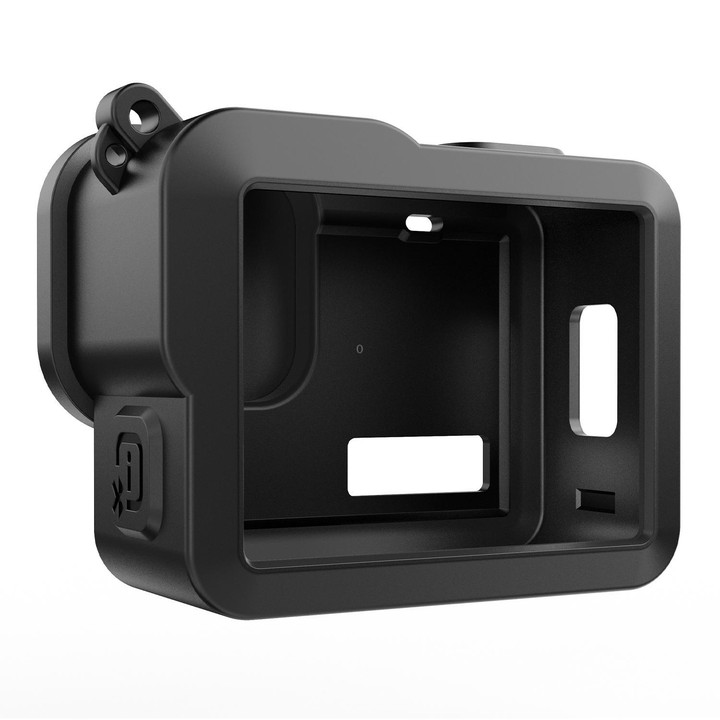 For GoPro HERO 4K 2024 PULUZ Silicone Protective Case Side Interface Cover with Wrist Strap & Lens Cover (Black)