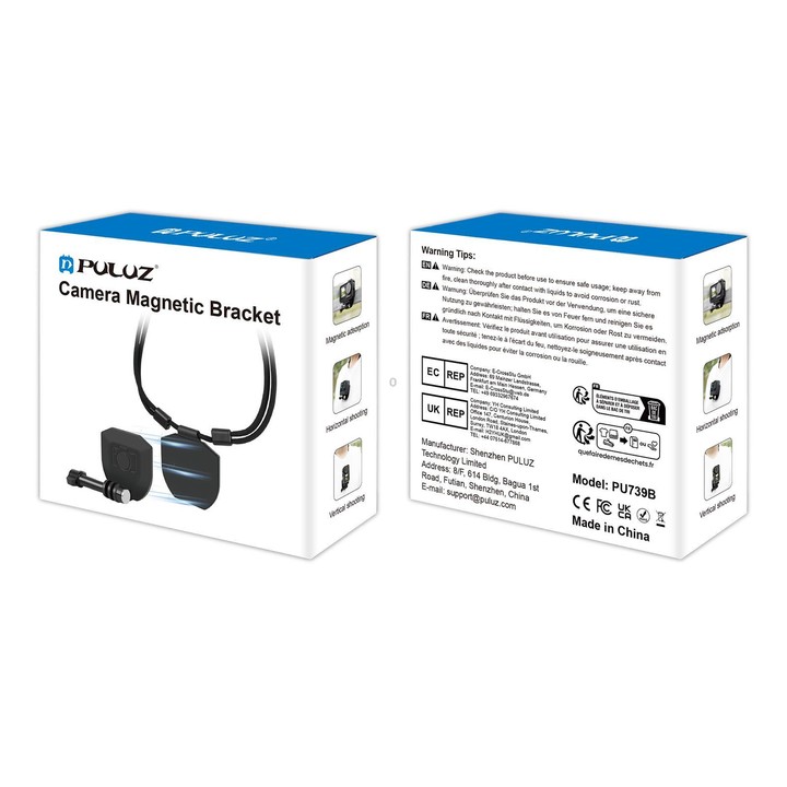 PULUZ Action Camera Magnetic Neck Mount Holder Vlog POV Neck Strap (Black)