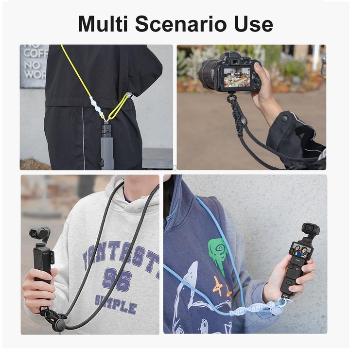 PULUZ Sports Camera Lanyard Long Adjustable Anti-lost Rope for DJI OSMO Pocket 4 / 3 / Insta360 X5 (Black)