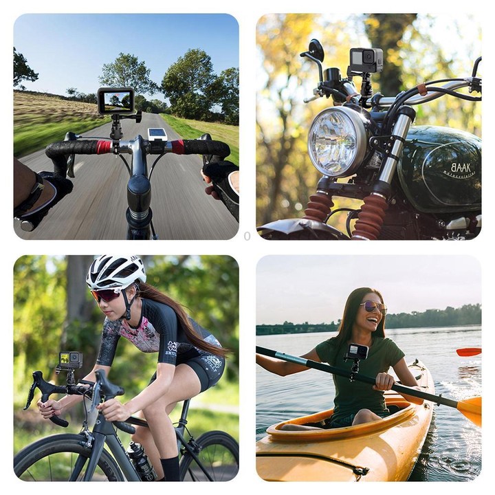 PULUZ 360 Degree Rotation MotorBike Aluminum Mount Handlebar Adapter with Screw for GoPro, Insta360, DJI and Other Action Camera