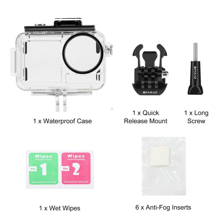 For DJI Osmo Action 5 Pro / 3 / 4 PULUZ 60m Underwater Waterproof Housing Diving Case with Cold Shoe & Buckle Basic Mount & Scre