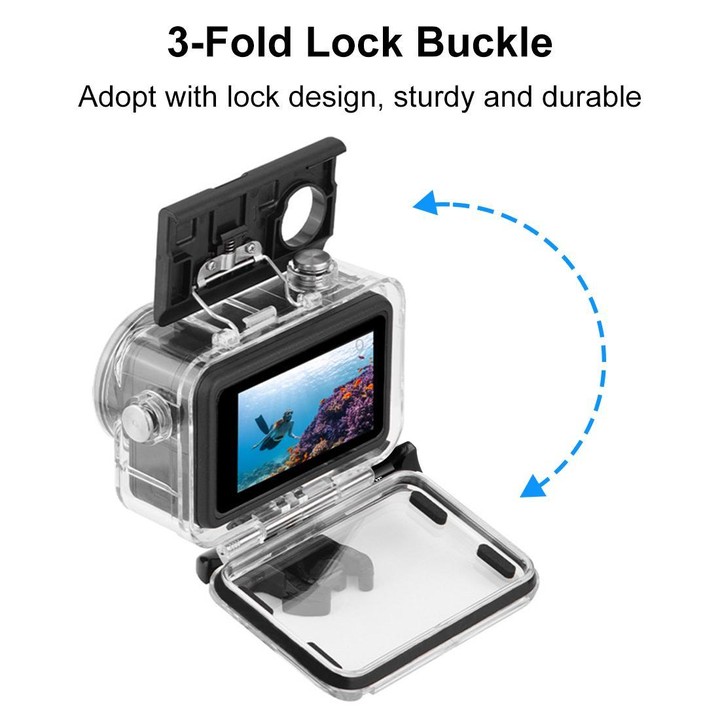 For DJI Osmo Action 5 Pro / 3 / 4 PULUZ 60m Underwater Waterproof Housing Diving Case with Cold Shoe & Buckle Basic Mount & Scre
