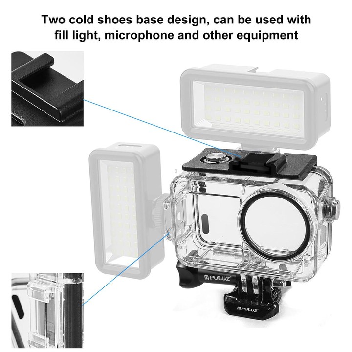 For DJI Osmo Action 5 Pro / 3 / 4 PULUZ 60m Underwater Waterproof Housing Diving Case with Cold Shoe & Buckle Basic Mount & Scre