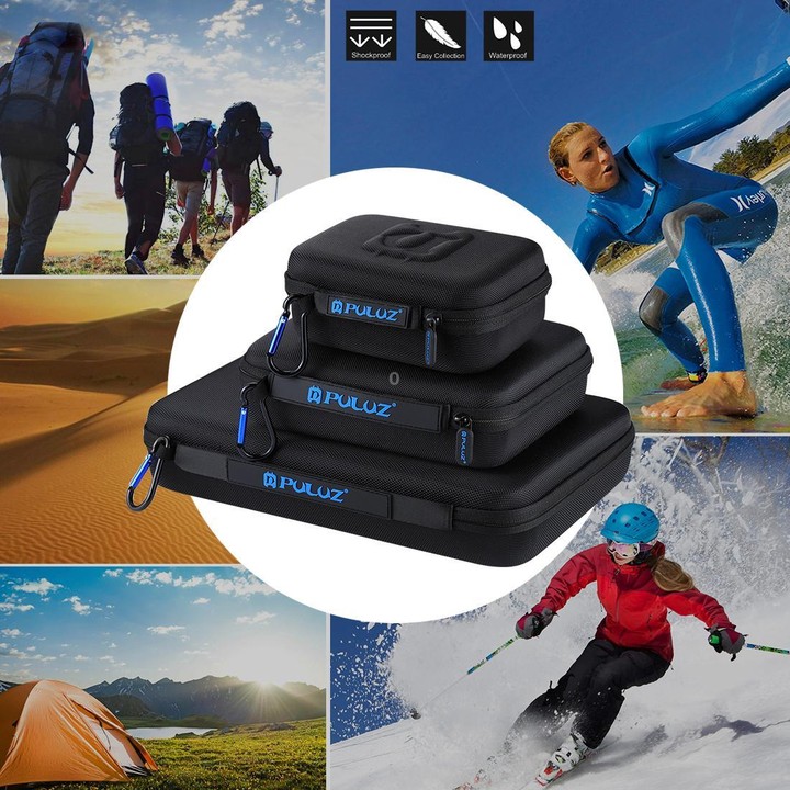 PULUZ Waterproof Carrying and Travel Case for GoPro, DJI Osmo Action and other Sport Cameras Accessories, Small Size: 16cm x 12c