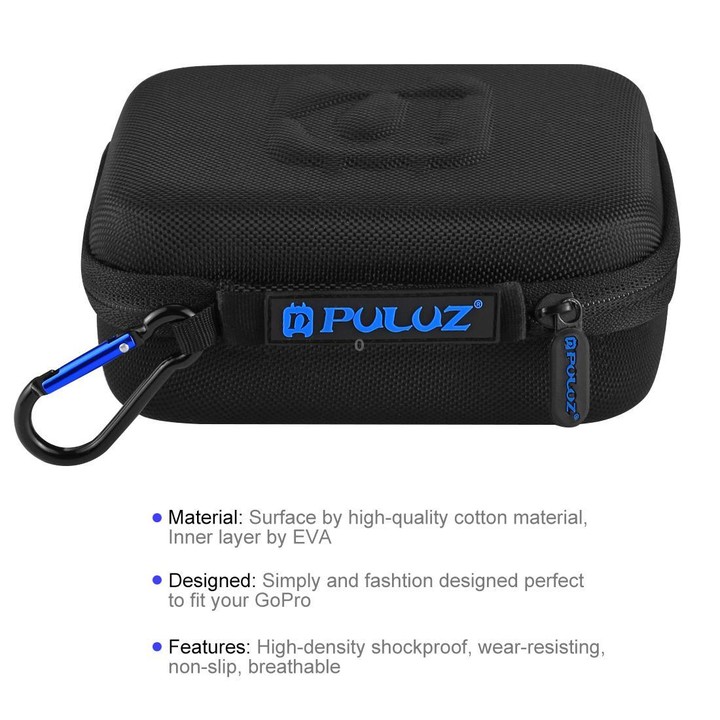 PULUZ Waterproof Carrying and Travel Case for GoPro, DJI Osmo Action and other Sport Cameras Accessories, Small Size: 16cm x 12c