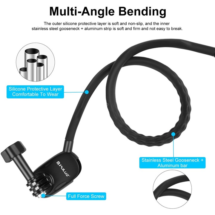 PULUZ Lazy Neck Bracket POV View Mount for GoPro Action Cameras (Black)