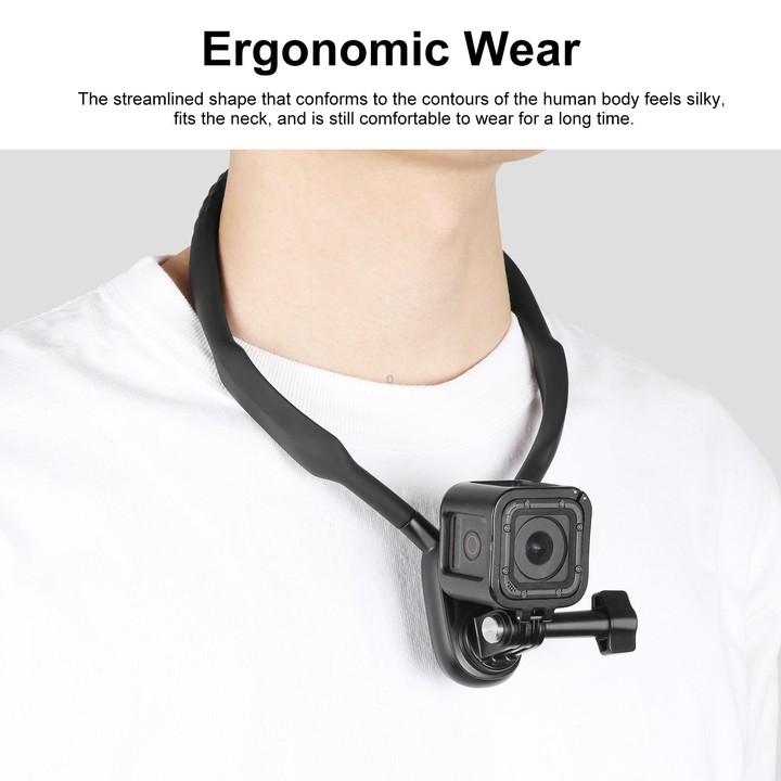 PULUZ Lazy Neck Bracket POV View Mount for GoPro Action Cameras (Black)