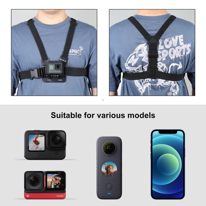 PULUZ 5 in 1 Adjustable Body Mount Belt Chest Strap with Phone Clamp & J Hook Mount & Long Screw Kit