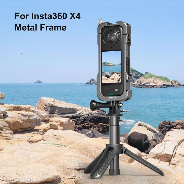 For Insta360 X4 PULUZ Metal Protective Cage Rig Housing Frame with Lens Cover (Black)