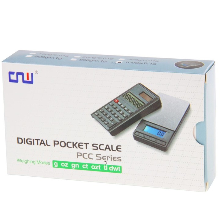 2 in 1 Electronic Pocket 1000g x 0.1g Jewelry Digital Scale Balance + Calculator with Digits LCD Display