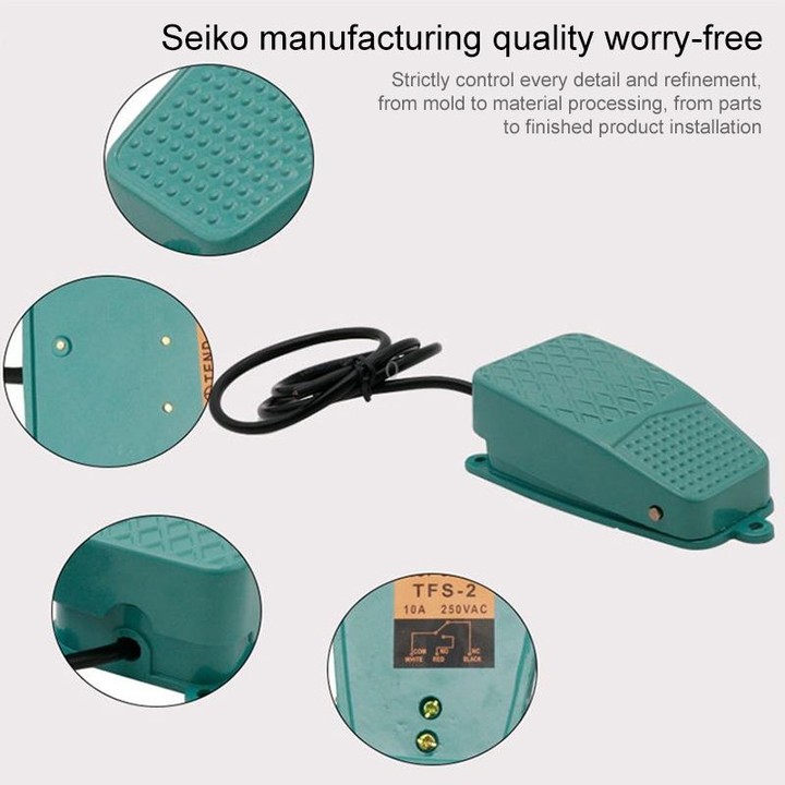 TFS-2 AC 250V 10A Anti-slip Metal Case Foot Control Pedal Switch, Cable Length: 90cm