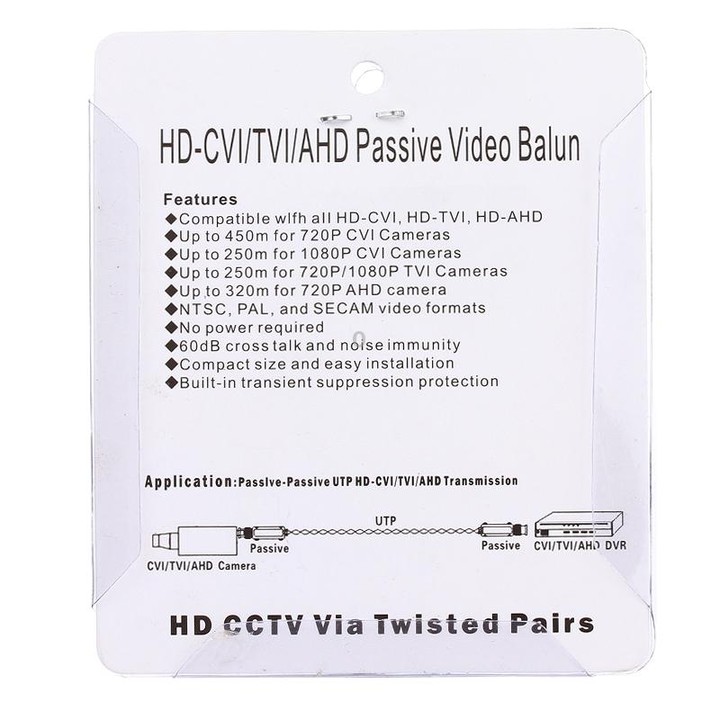 2 PCS 202E-HD CVI/TVI/AHD 1CH Passive Video Balun Coaxial Adapter
