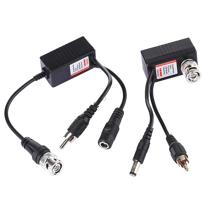 2 PCS HD 213B-C Coaxial CVI/TVI/AHD Video Audio Power Balun Transceiver