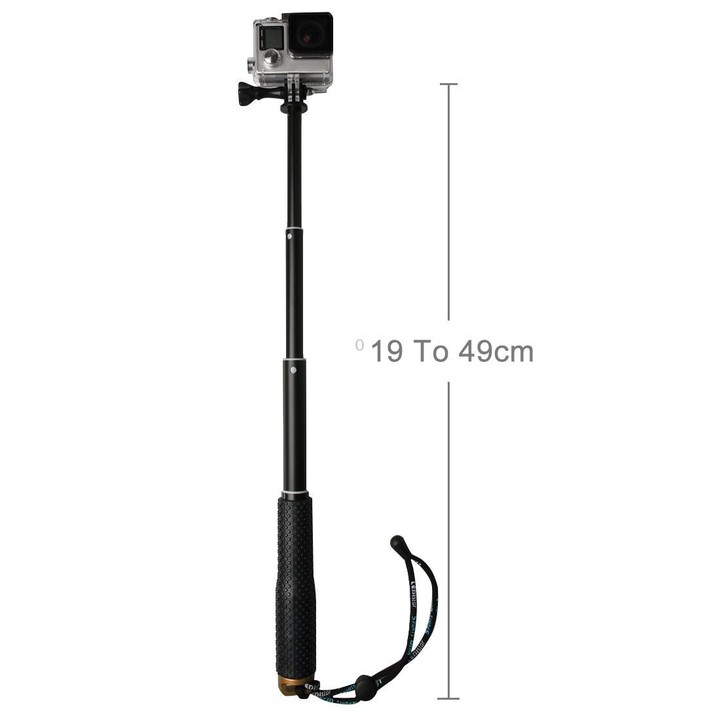 Handheld 49cm Extendable Pole Monopod with Screw for DJI, Insta360, GoPro and Other Action Cameras(Gold)