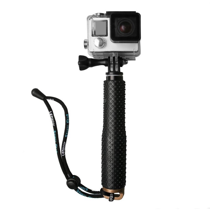 Handheld 49cm Extendable Pole Monopod with Screw for DJI, Insta360, GoPro and Other Action Cameras(Gold)