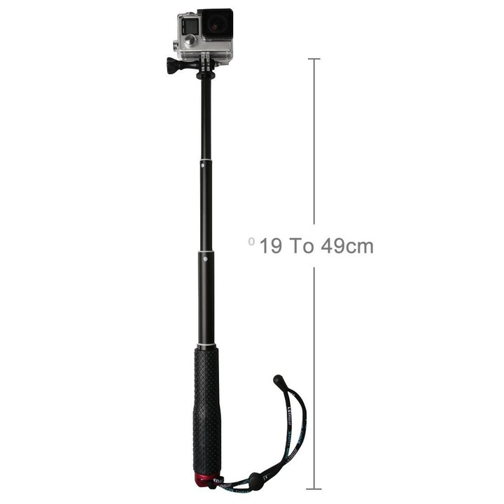 Handheld 49cm Extendable Pole Monopod with Screw for DJI, Insta360, GoPro and Other Action Cameras(Red)