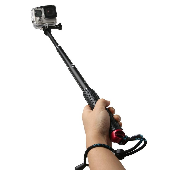 Handheld 49cm Extendable Pole Monopod with Screw for DJI, Insta360, GoPro and Other Action Cameras(Red)