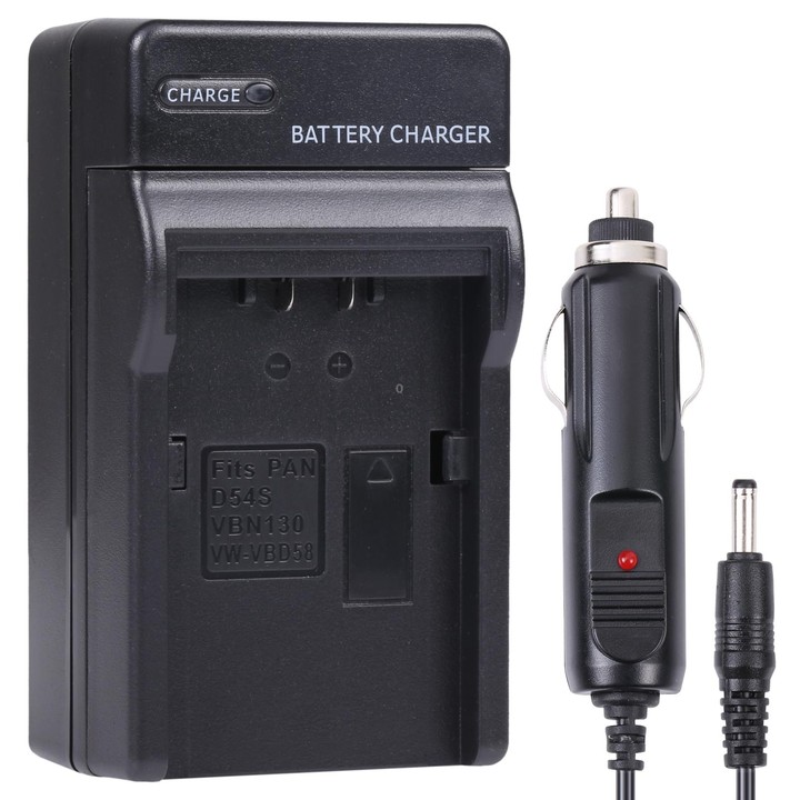 Digital Camera Battery Car Charger for Panasonic VBN130 / D54S Lithium Battery(Black)