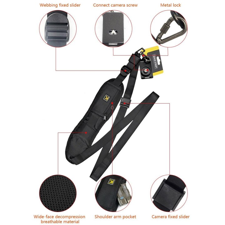 Safe & Fast Quick Rapid Camera Single Sling Strap(Black)