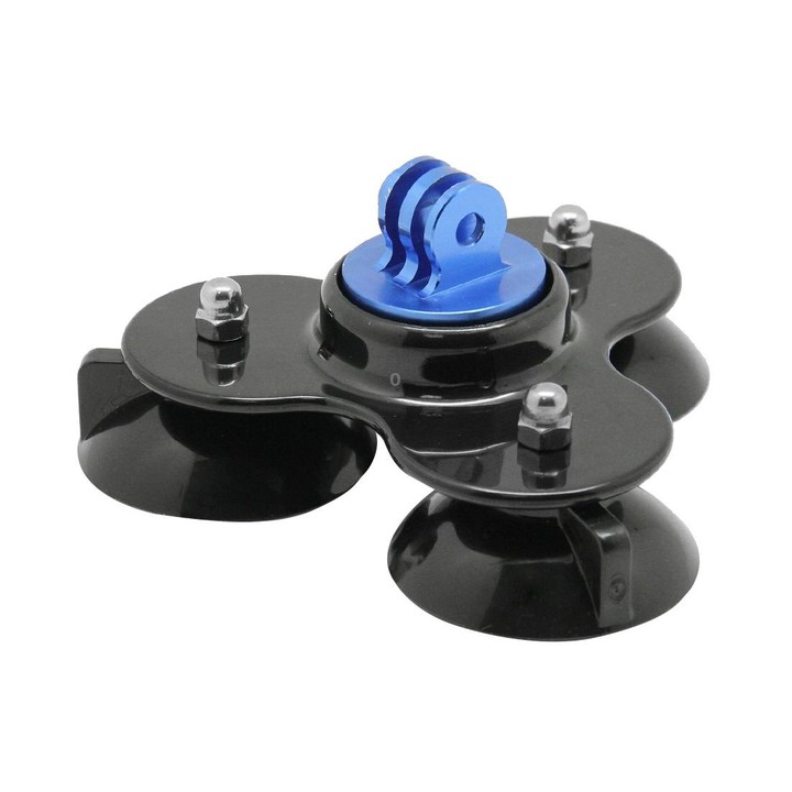 Triangle Direction Suction Cup Mount with Tripod Mount + Handle Screw for GoPro, Insta360, DJI and Other Action Cameras(Dark Blu