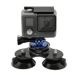 Triangle Direction Suction Cup Mount with Tripod Mount + Handle Screw for GoPro, Insta360, DJI and Other Action Cameras(Dark Blu